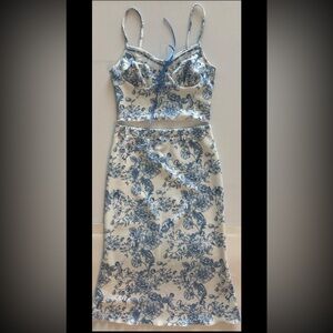 Shein S Skirt Top Set Blue Angelic Crop Top High Waist Skirt S Set